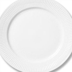 White Handcrafted Porcelain Ribbed Salad Plate