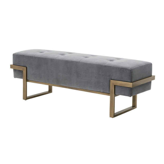 Fiona Dark Gray Velvet 55.5'' Transitional Upholstered Bench