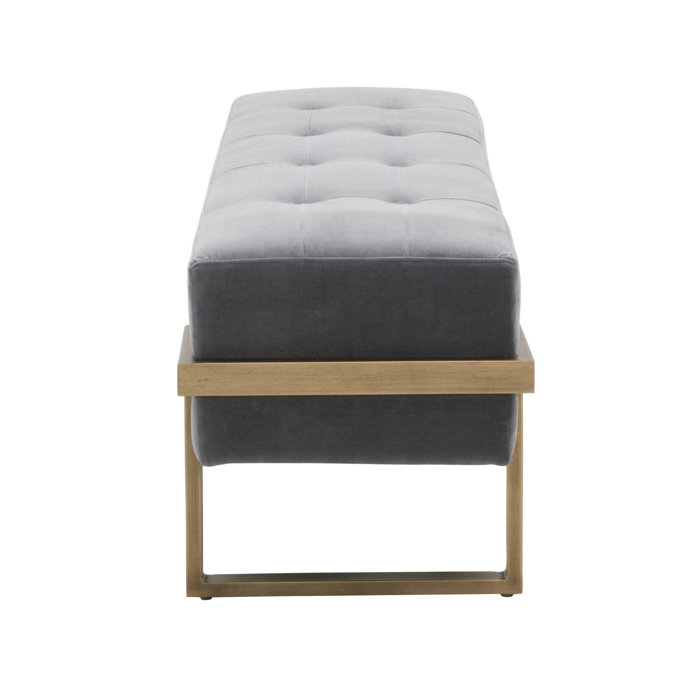 Fiona Dark Gray Velvet 55.5'' Transitional Upholstered Bench