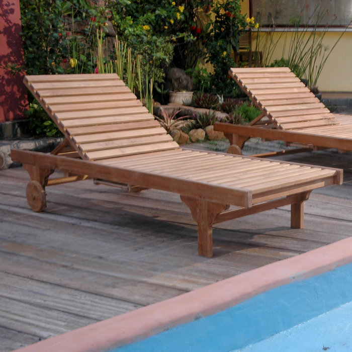 Capri Outdoor Teak Adjustable Chaise Lounge with Side Tray