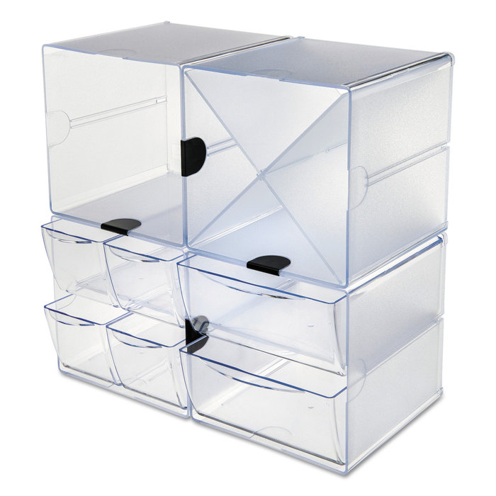 Clear Polystyrene 6" Stackable Desk Drawer Organizer Cube