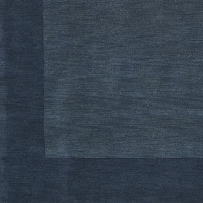 Hand-Knotted Blue Wool Geometric Square Rug 9'9"