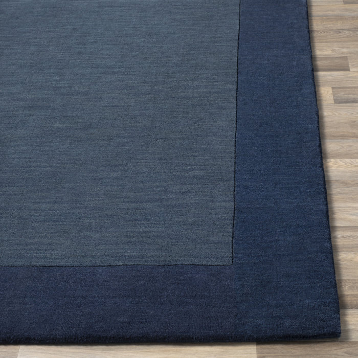 Hand-Knotted Blue Wool Geometric Square Rug 9'9"