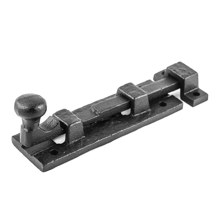 Black Wrought Iron 4" Slide Bolt Door Latch Set