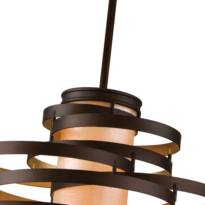 Vertigo 30" Bronze and Gold Leaf Crystal Pendant Light