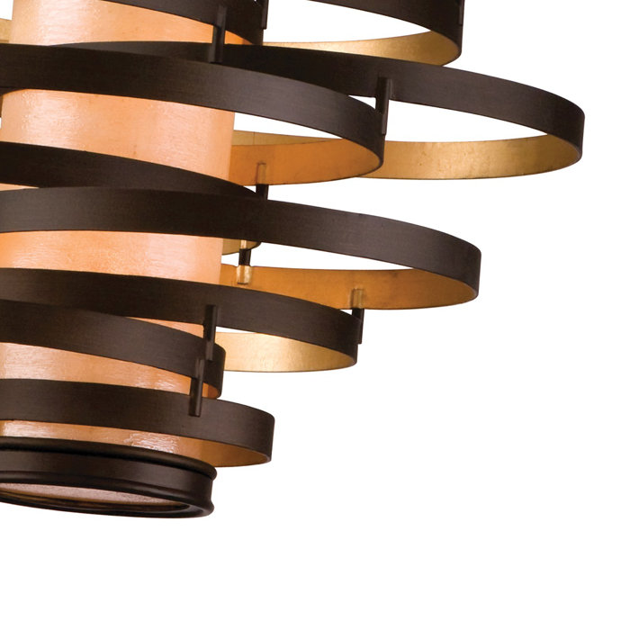 Vertigo 30" Bronze and Gold Leaf Crystal Pendant Light