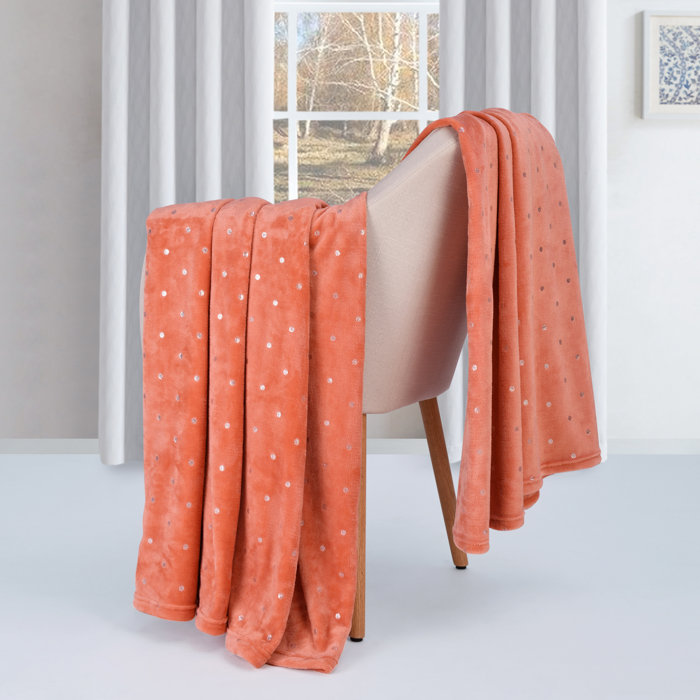 Twin Creamsicle Polka Dot Fleece Throw Blanket