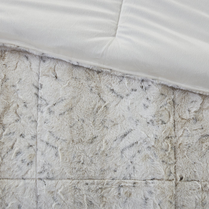 Twin Snow Leopard Faux Fur Comforter Set