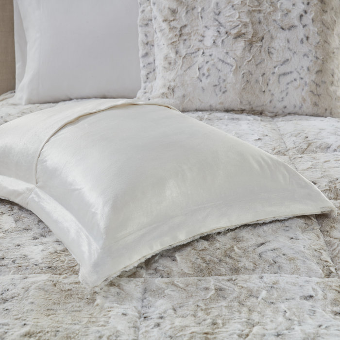 Twin Snow Leopard Faux Fur Comforter Set
