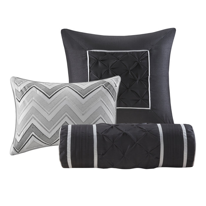 Laurel 7-Piece Grey Tufted Queen Comforter Set