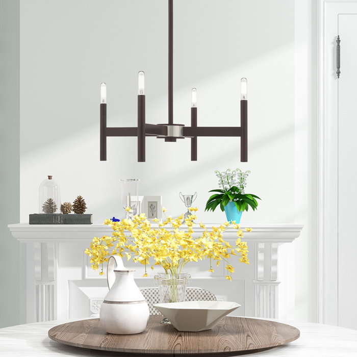 Bronze 4-Light Candle Style Metal Chandelier
