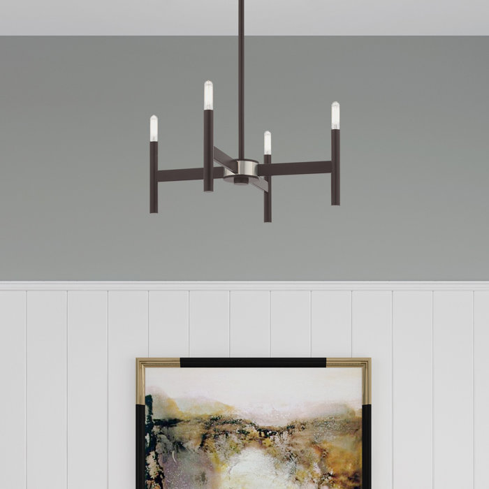 Bronze 4-Light Candle Style Metal Chandelier
