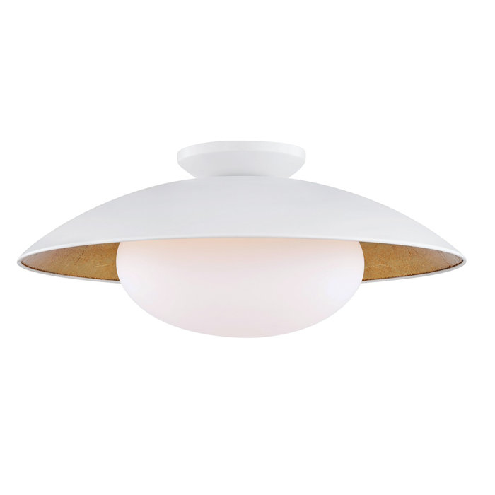Cadence Contemporary 1-Light Semi-Flush Bowl in White Lustro & Gold Leaf