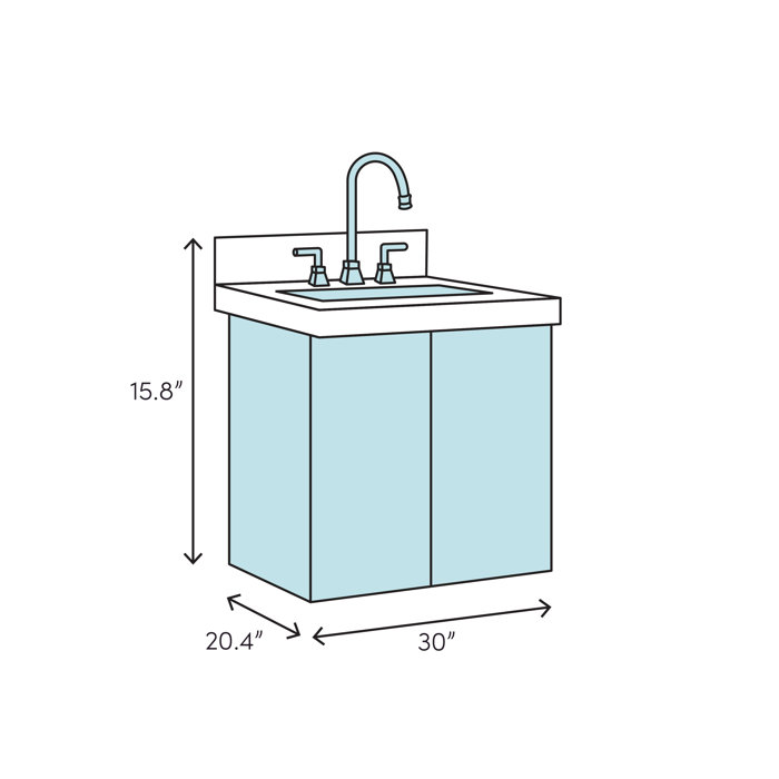 Espresso 30" Wall-Mounted Vanity with Quartz Top and Ceramic Sink