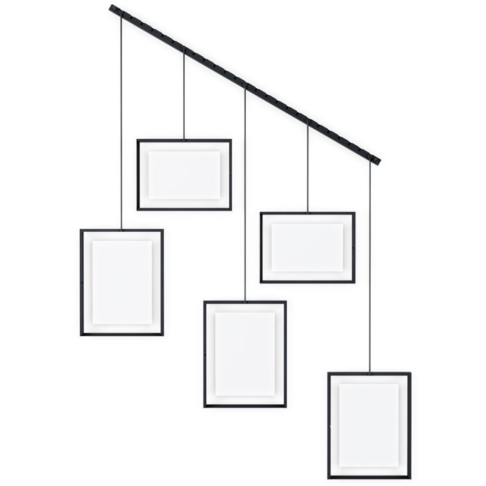 Exhibit Ledge Black Metal 5-Picture Frame Set for Modern Wall Display