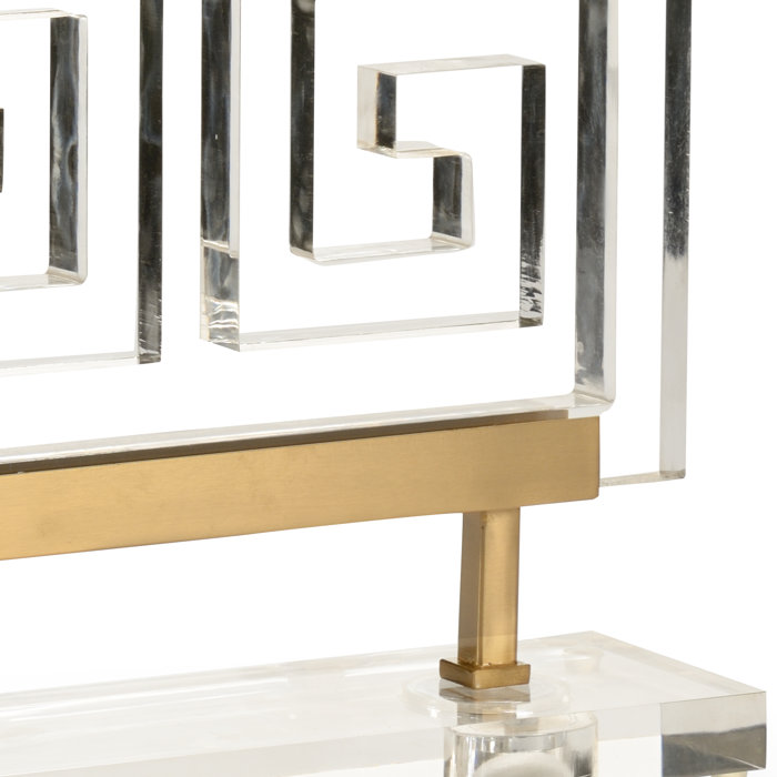 Large Clear Acrylic Greek Key Accent Sculpture
