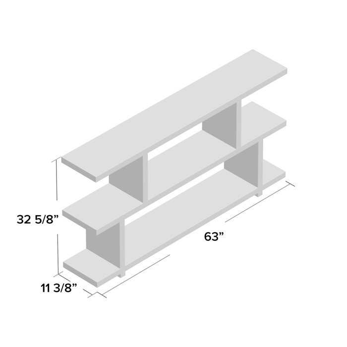 Walnut MDF 3-Tier Horizontal Wide Bookcase