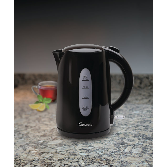 Capresso Black 57-Ounce Electric Water Kettle with Safety Features