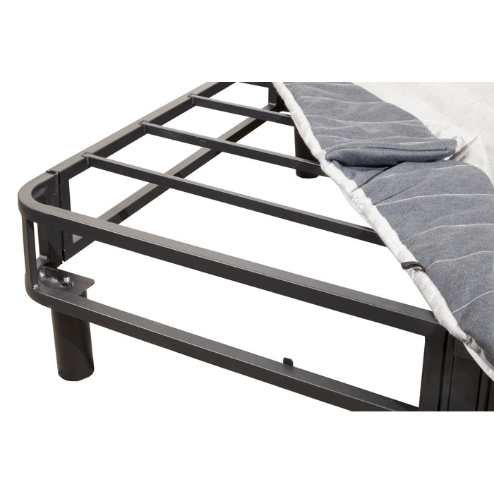 Sleek Twin XL Metal Frame Upholstered Platform Bed