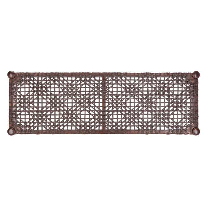 Transitional Brown Cowhide Leather Weave 47" Bench