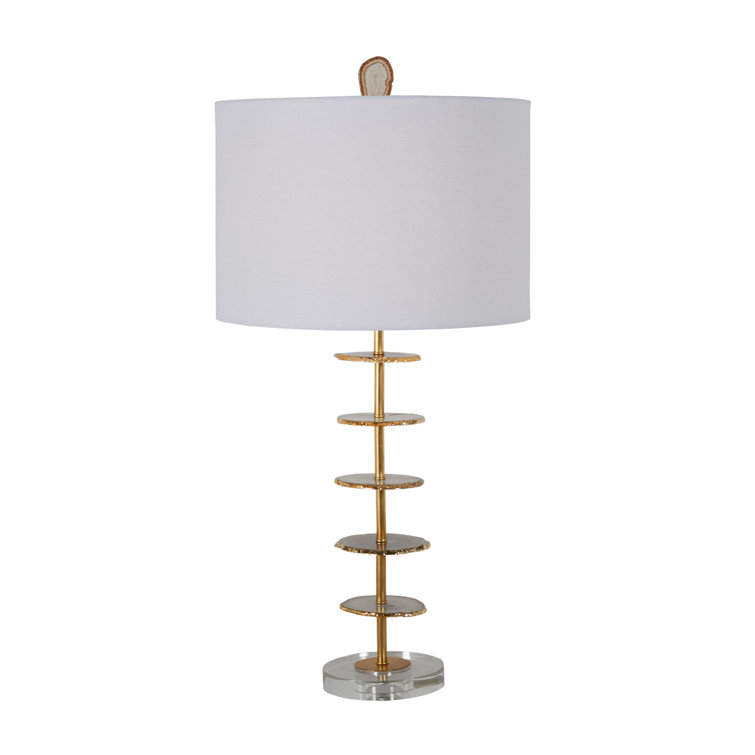 White and Gold Agate Crystal Table Lamp