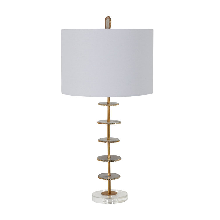 White and Gold Agate Crystal Table Lamp