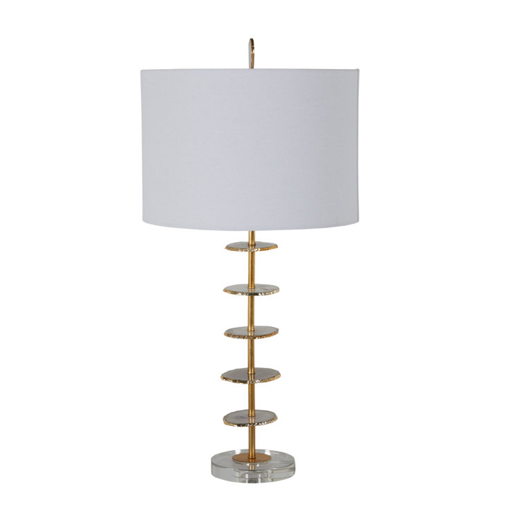 White and Gold Agate Crystal Table Lamp