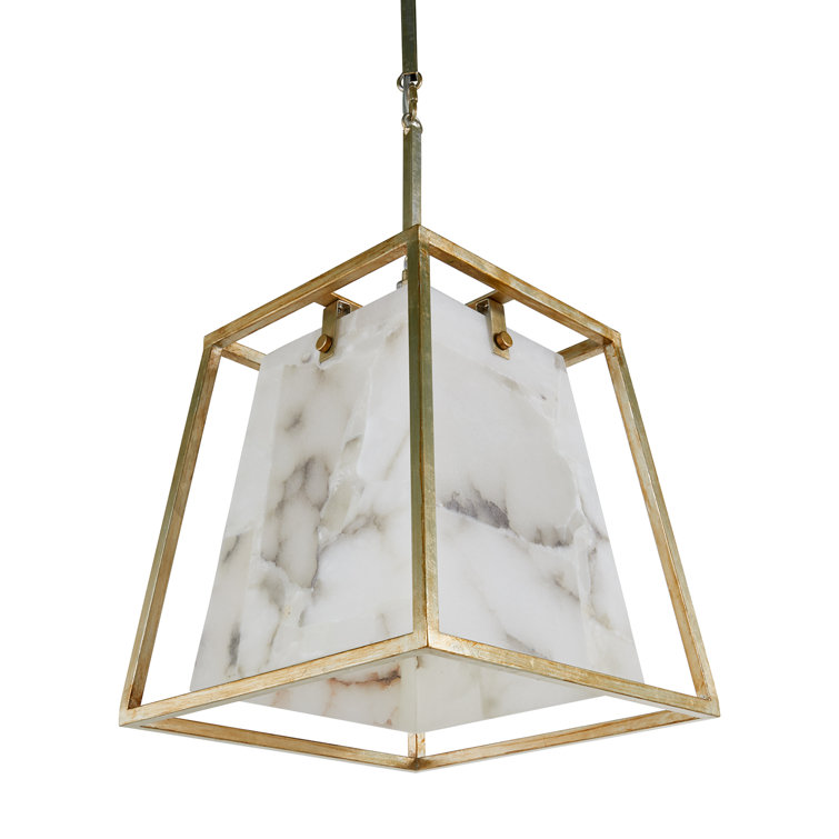 Champagne Silver and Alabaster Geometric Chandelier