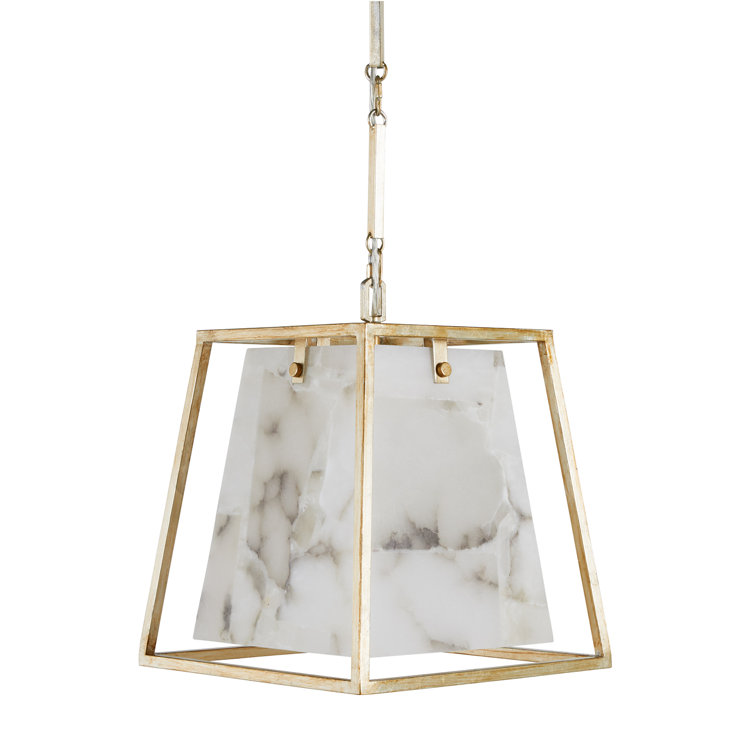 Champagne Silver and Alabaster Geometric Chandelier
