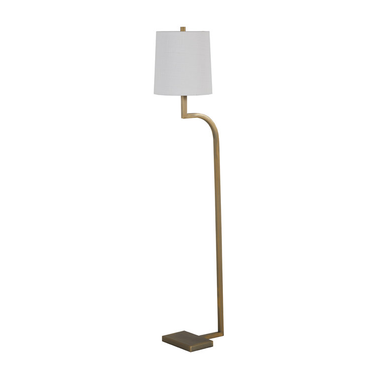 Gold and White Iron 52.75'' Floor Lamp