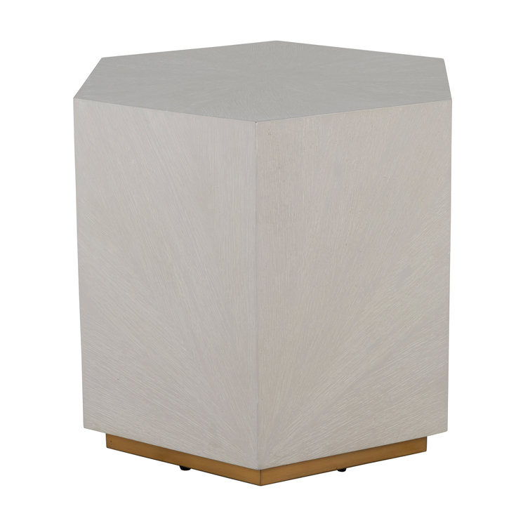Winslet Gray Oak and Stone Hexagonal End Table