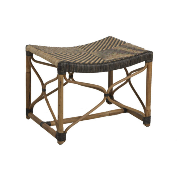 Brian 24.5" Black/Beige Woven Rattan Accent Stool