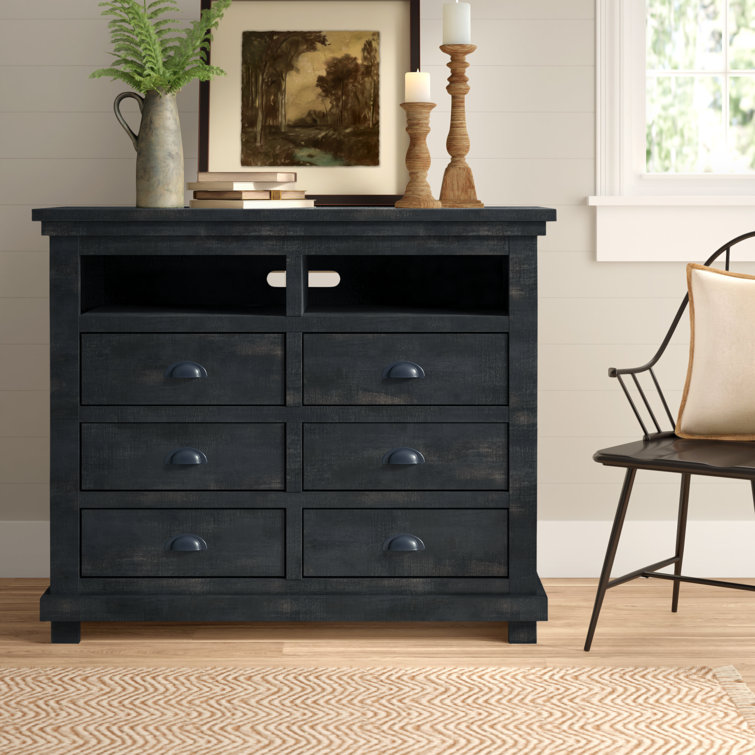 Rustic Black Salvaged Wood Media Chest with Cabinet