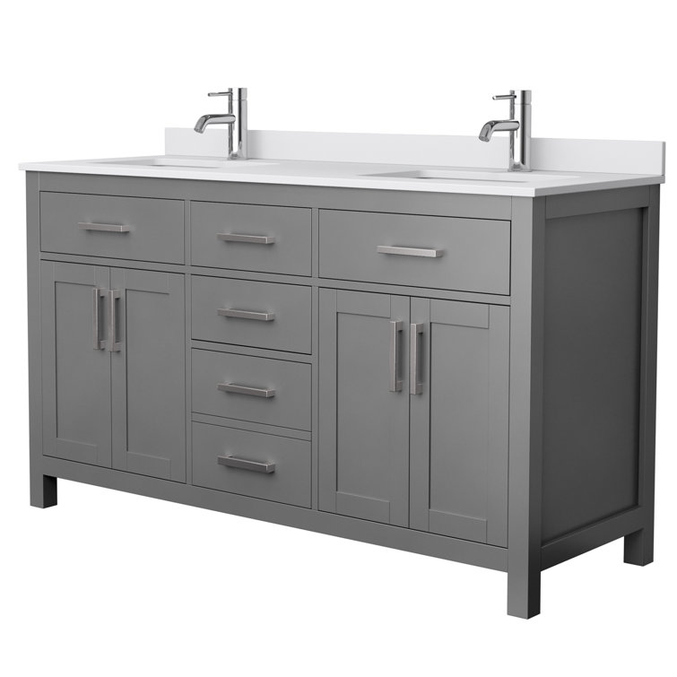 Beckett 60" Dark Gray Double Bathroom Vanity with Cultured Marble Top