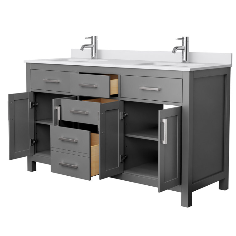 Beckett 60" Dark Gray Double Bathroom Vanity with Cultured Marble Top