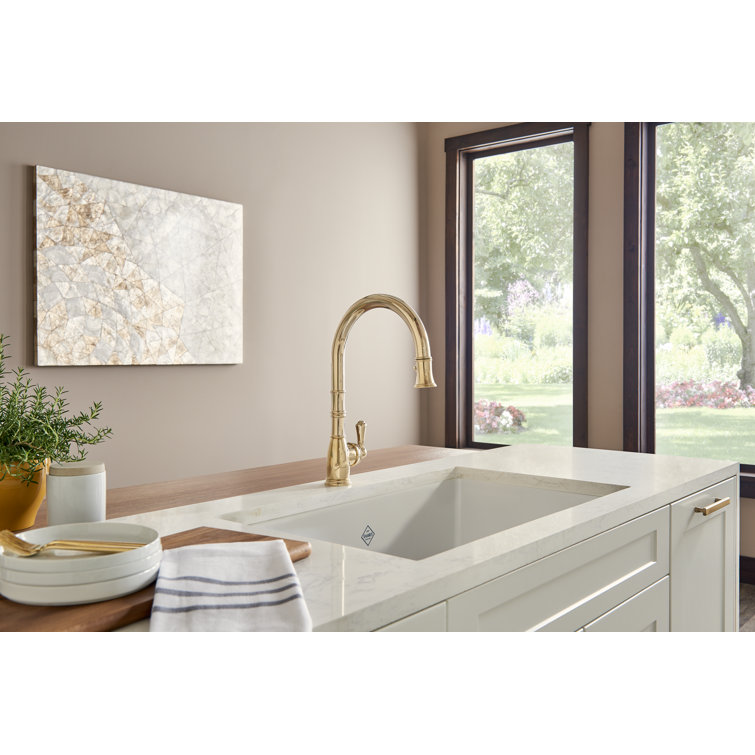 White 30-Inch Fireclay Drop-In Farmhouse Sink