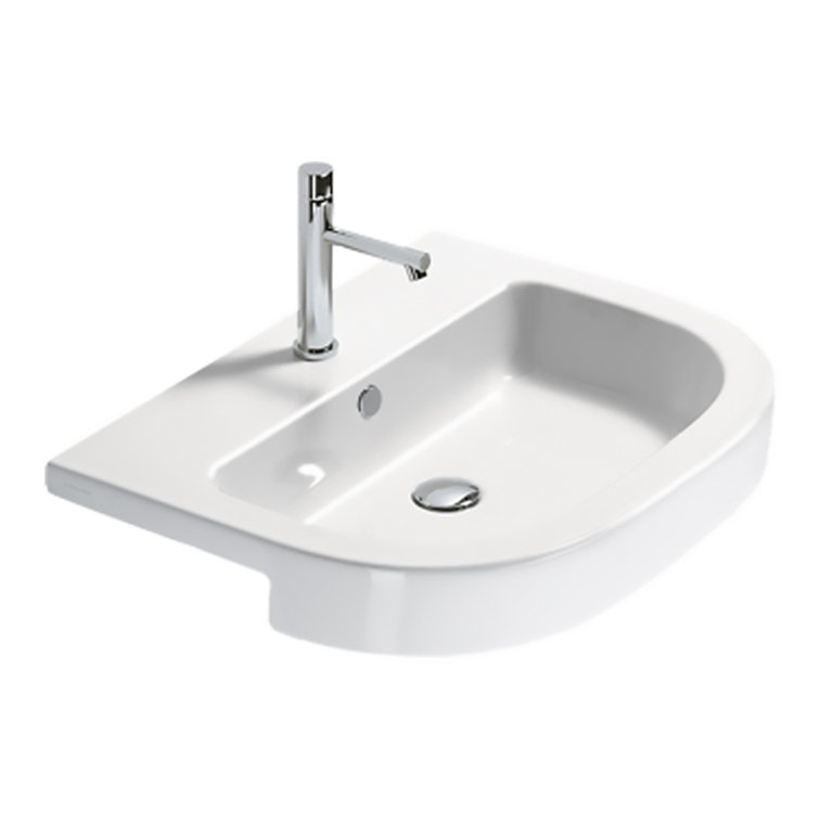 Zero 25.59'' White Ceramic Semi-Inset Bathroom Sink