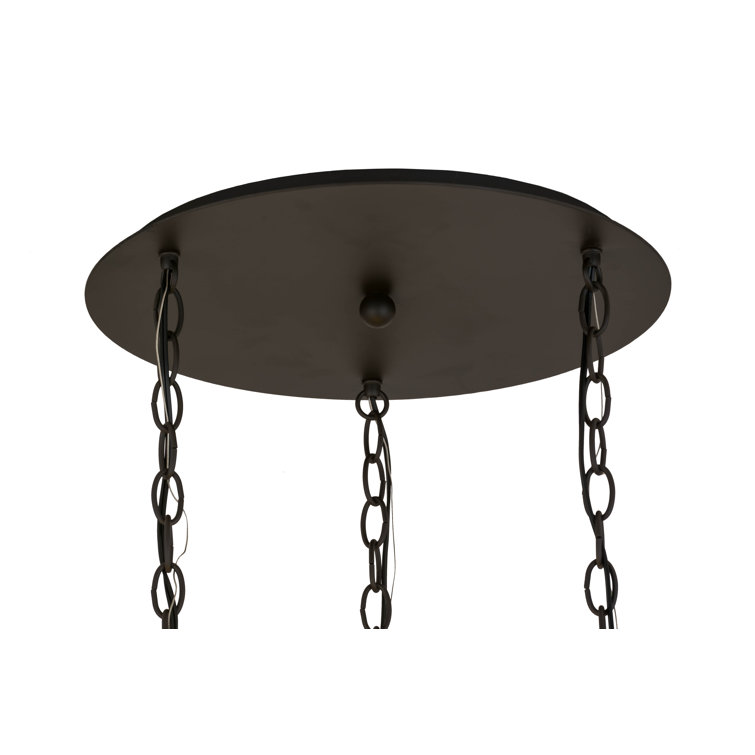 Beige Iridescent Glass and Bronze Star Pendant Light
