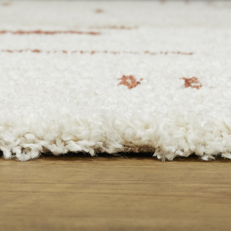 Kids' Geometric Shag Rust & White 5'3" x 7' Area Rug