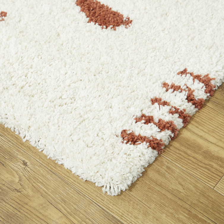Kids' Geometric Shag Rust & White 5'3" x 7' Area Rug