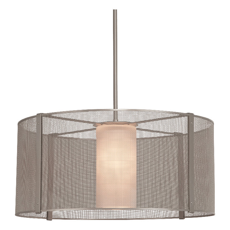 Uptown Bronze Mesh Drum Chandelier with Frosted Glass - 24.3" Width