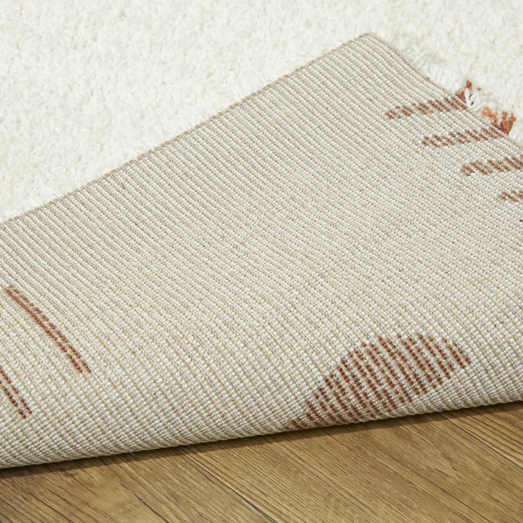 Kids' Geometric Shag Rust & White 5'3" x 7' Area Rug