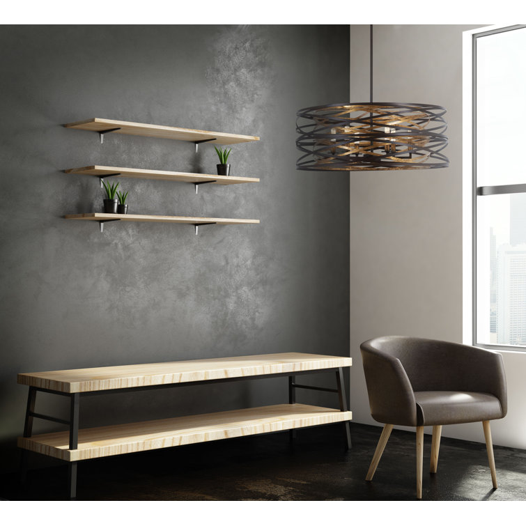 Vortic Flow 6-Light Contemporary Pendant in Dark Bronze with Mosaic Gold