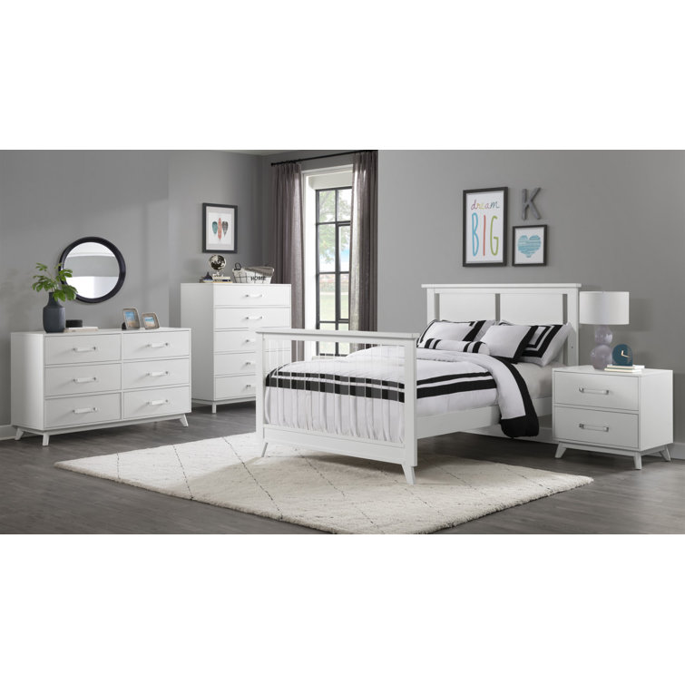 Poplar Wood 2-Drawer Nightstand with White Acrylic Handles