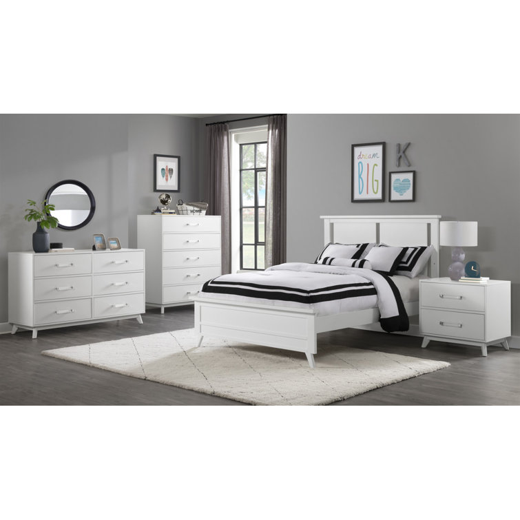 Poplar Wood 2-Drawer Nightstand with White Acrylic Handles
