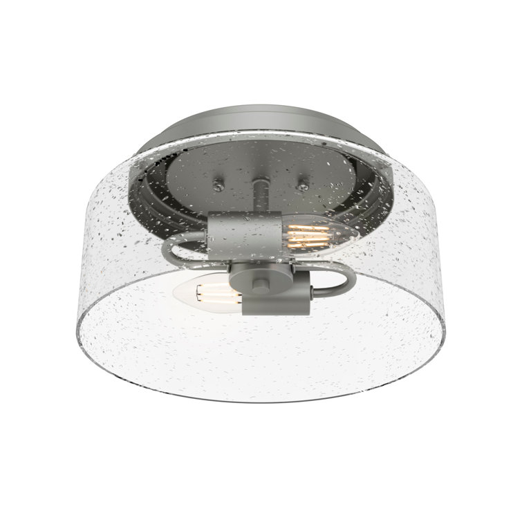 Hartland Classic Seeded Glass 11.5" LED Flush Mount in Matte Silver