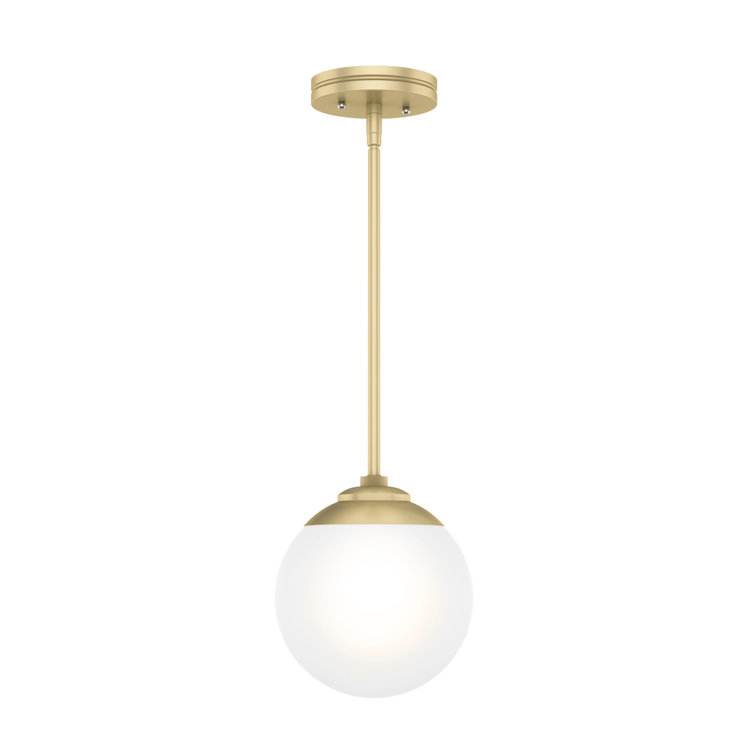 Modern Brass and White Glass Mini Globe Pendant Light