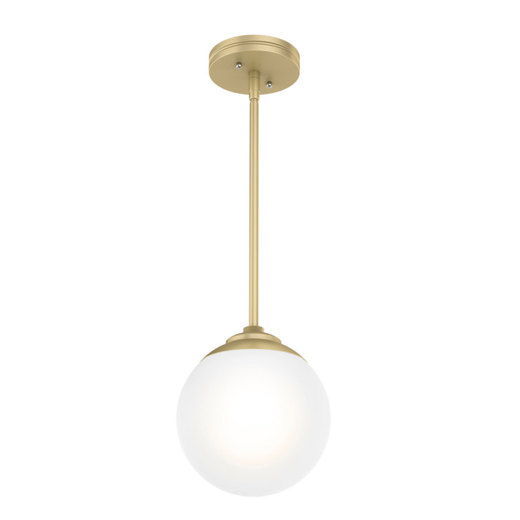 Modern Brass and White Glass Mini Globe Pendant Light
