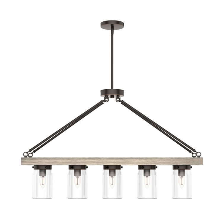 Devon Park 5-Light Nickel Finish Mason Jar Chandelier, 38 in