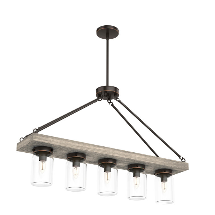 Devon Park 5-Light Nickel Finish Mason Jar Chandelier, 38 in